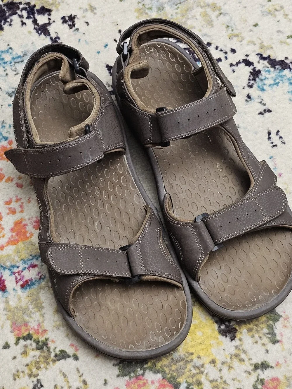 Vionic Mick Men's Size 14 Brown Hiking Sandals Adjustable Comfort Support Shoes